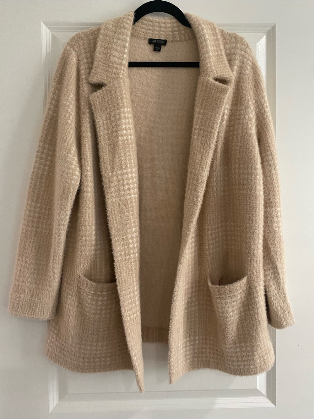 J. Jill Wearever Luxe Soft Plaid Open Front Cardigan Sweater Jacket Coatigan M
